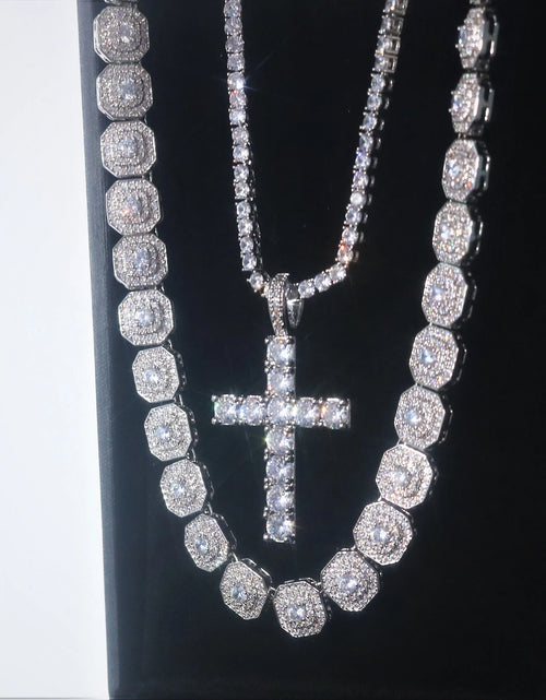 Load image into Gallery viewer, Tennis Chain with Diamond Cross Pendant Bundle
