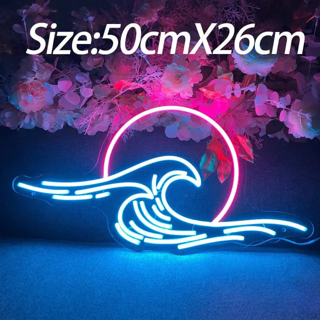 Neon Sign Mountain And Flow Water Led Lamp