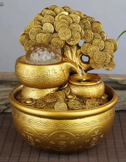 Load image into Gallery viewer, Gold Money Tree Water Fountain
